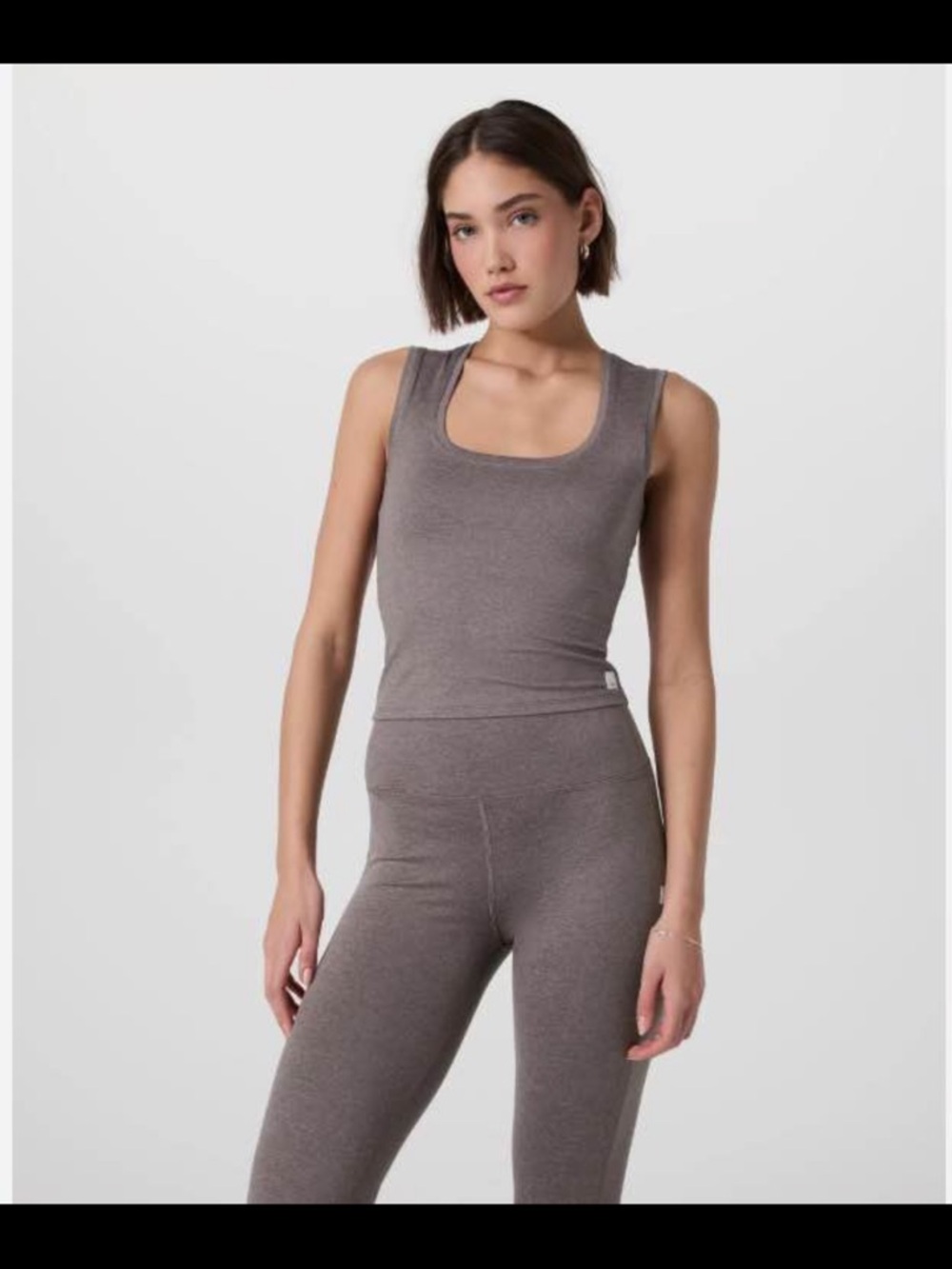 Vuori Women's Sleeveless Square Neck Tank in Taupe